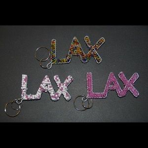 Lacrosse (LAX) hand beaded key ring.